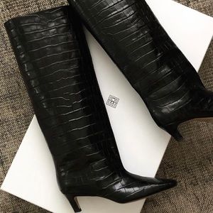 Totême Wide Shaft Croco Boots